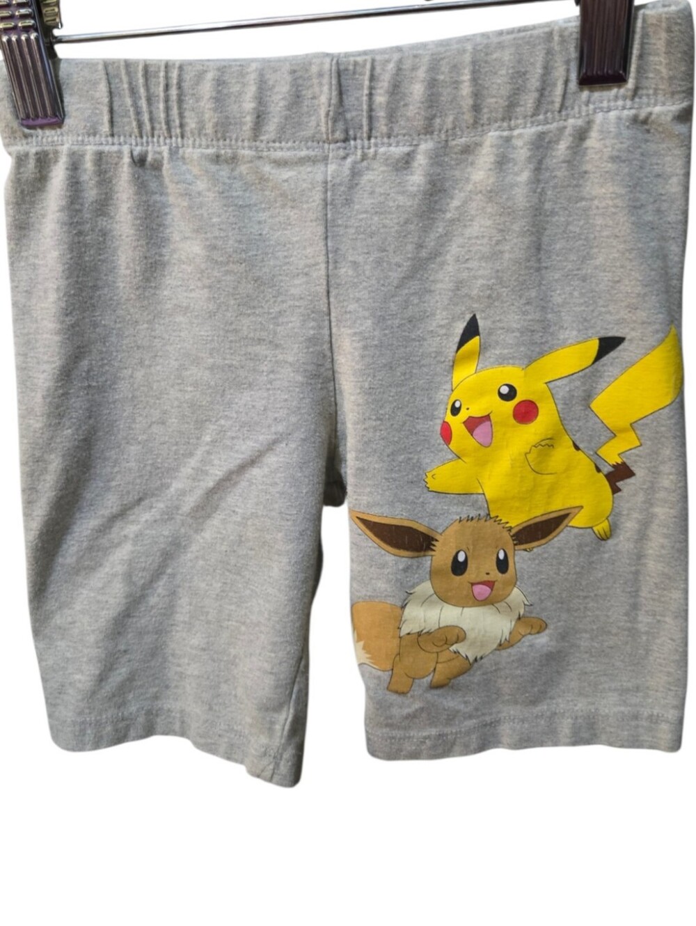 Pokémon Pikachu & Eevee Gray Biker Shorts Girls Size Small 6/6X Stretch
